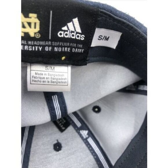 Notre Dame Irish Adidas Fitted S/M Hat Cap FITMAX 70 Navy Blue Gold - Picture 8 of 12